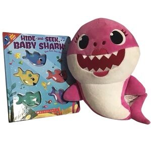 Baby Shark Plush Stuffed Book Board Pink Fong 12 in Does Not Sing